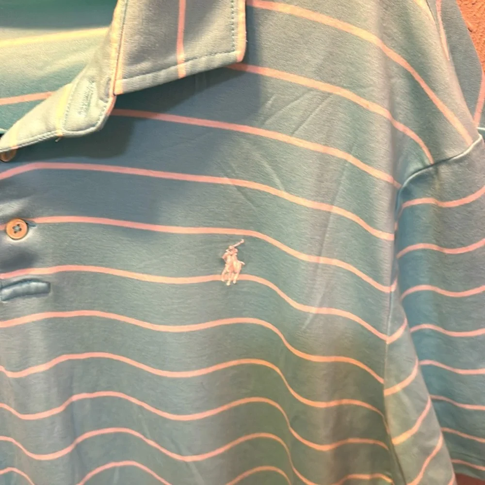 Polo Ralph Lauren Baby Blue Coastal Polo Shirt Classic Fit Stripe Men’s Size XL